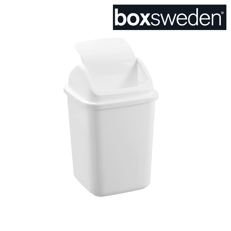 Small 5L white waste bin with swing lid