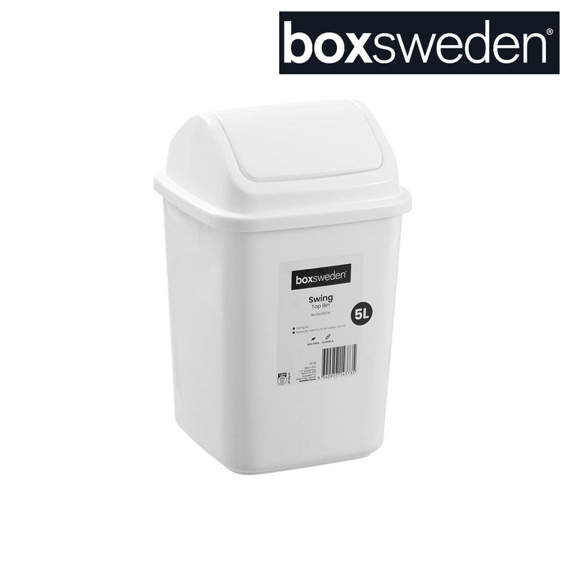 5L mini white swing top bin
