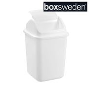 8L white plastic bin with swing lid – thumbnail