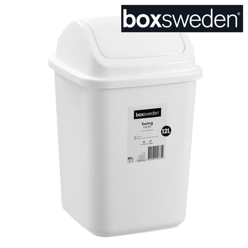 12L white square swing top bin