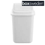 12L white swing top bin front view – thumbnail