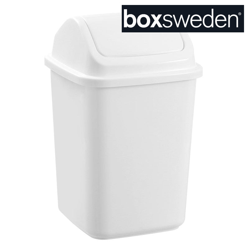 12L white square waste bin swing lid