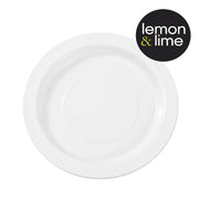 Stack of white reusable plastic side plates 18cm – thumbnail
