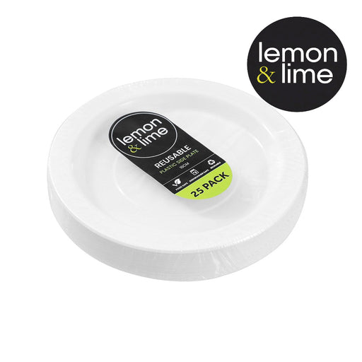 Pack of 25 small reusable plastic side plates 18cm