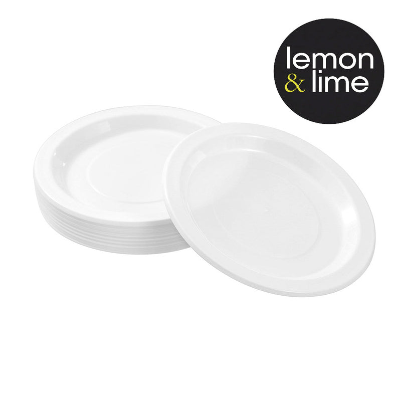 Single white reusable plastic serving plate 22.5cm