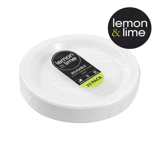 Pack of 25 reusable plastic plates 22.5cm