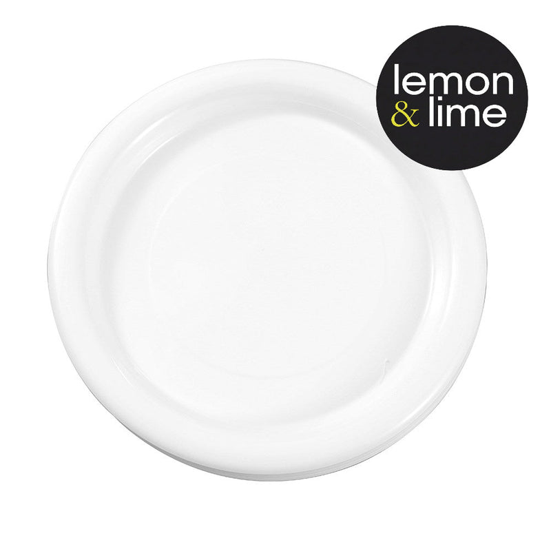 25.5cm white plastic serving plate Lemon and Lime