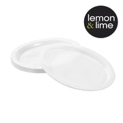 Single white oval reusable plastic plate – thumbnail