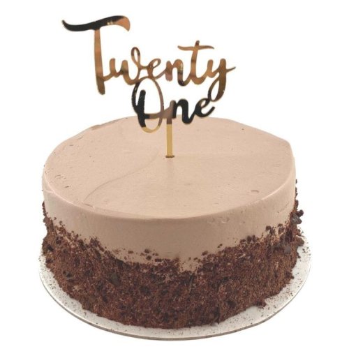 Gold acrylic twenty one cake topper