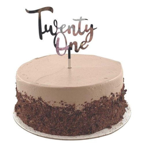 Silver acrylic twenty one cake topper