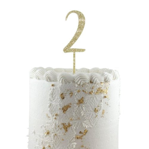 Gold glitter acrylic number 2 cake decoration