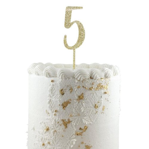 Gold glitter acrylic number 5 cake decoration
