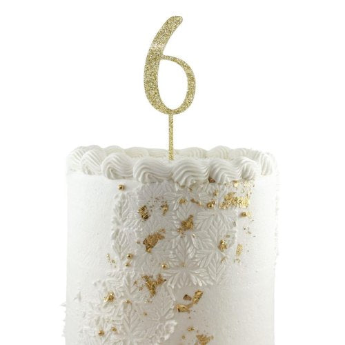 Gold glitter acrylic number 6 cake decoration