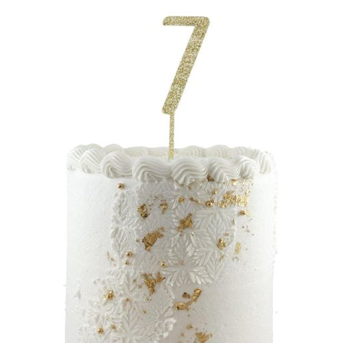 Gold glitter acrylic number 7 cake decoration