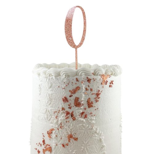 Rose gold glitter acrylic number 0 cake topper