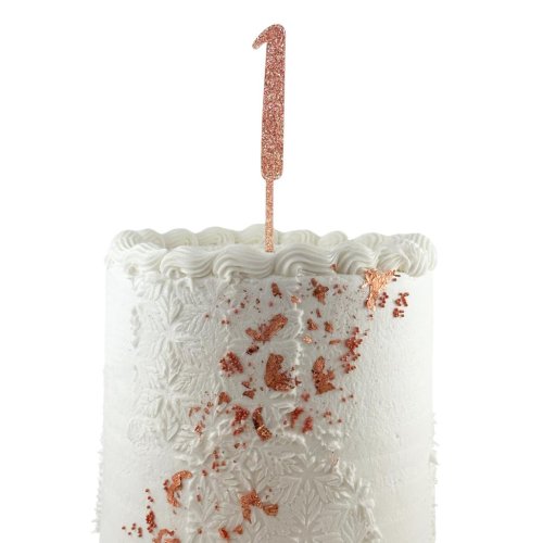Rose gold glitter acrylic number 1 cake topper