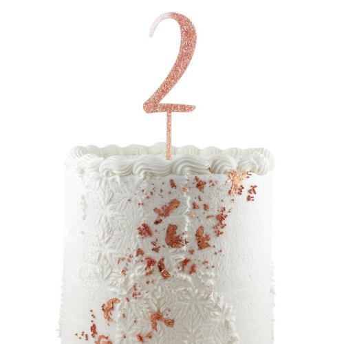 Rose gold glitter acrylic number 2 cake topper
