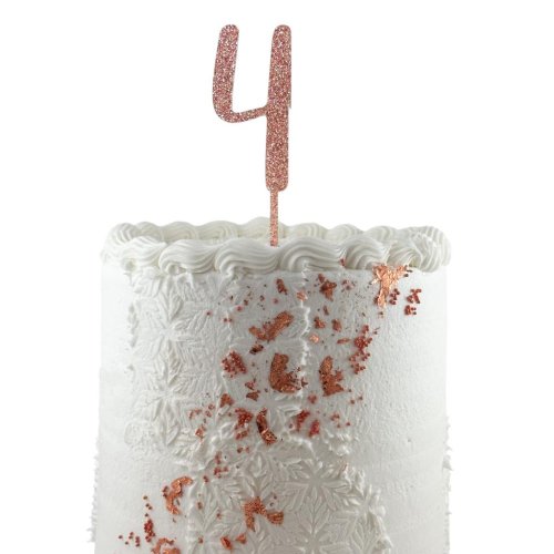 Rose gold glitter acrylic number 4 cake topper