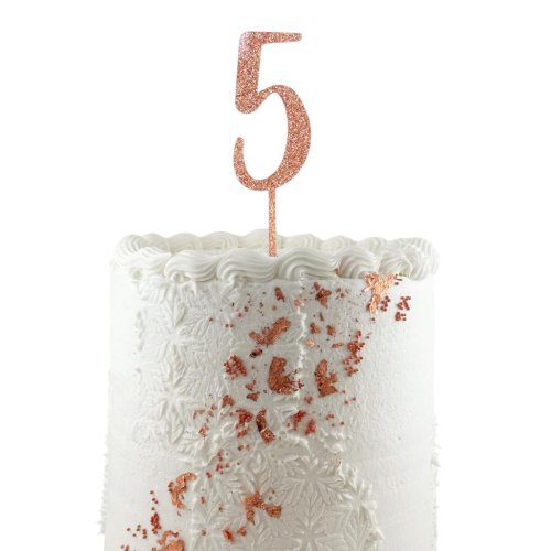 Rose gold glitter acrylic number 5 cake topper