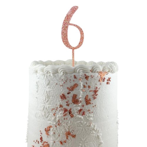Rose gold glitter acrylic number 6 cake topper