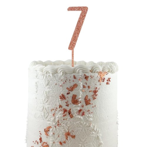 Rose gold glitter acrylic number 7 cake topper