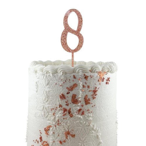 Rose gold glitter acrylic number 8 cake topper