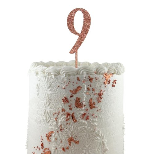 Rose gold glitter acrylic number 9 cake topper