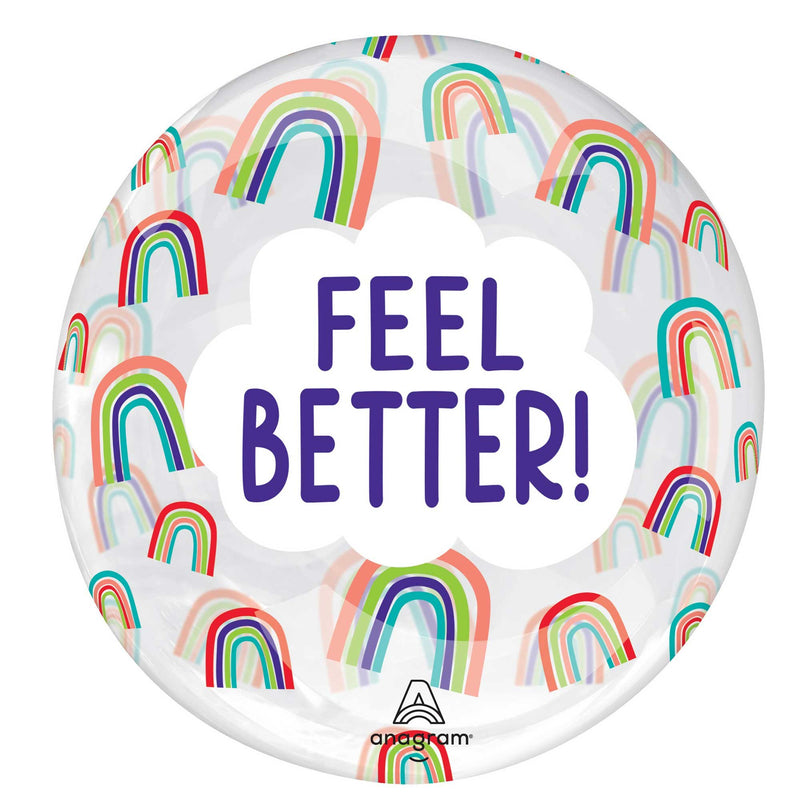 Feel Better rainbow Clearz balloon