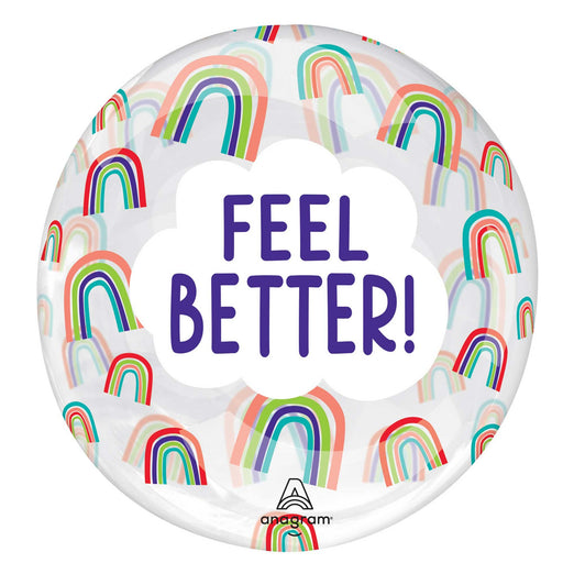 Feel Better rainbow Clearz balloon