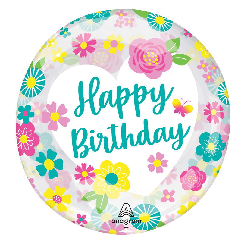 Happy Birthday flowers Clearz balloon