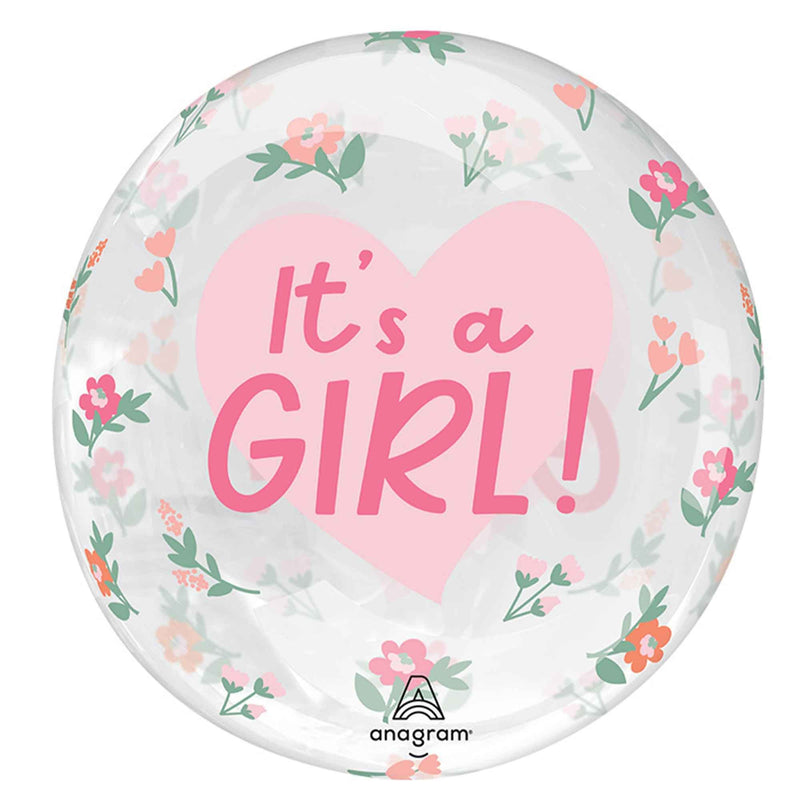 It's a Girl floral Clearz balloon