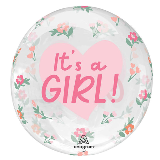 It's a Girl floral Clearz balloon