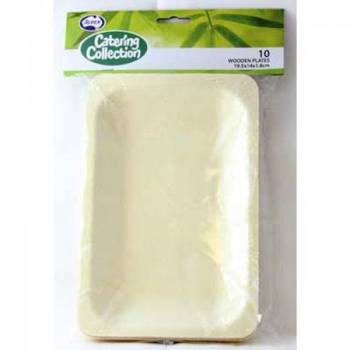 Wooden Plates 19.5x14x1.8cm 10pk