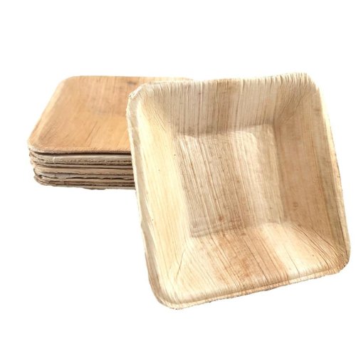 Small square palm leaf dip bowl stack