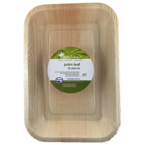 Rectangular palm leaf plate stack