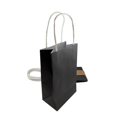 Black paper party bags 215x130x80mm five pack