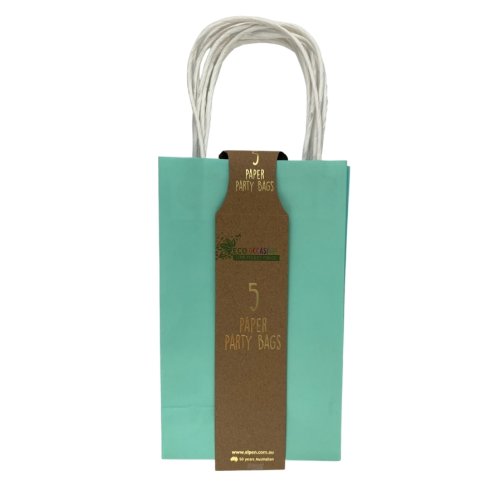 Pastel mint paper party bags five pack