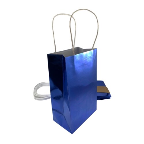 Metallic blue paper party bags