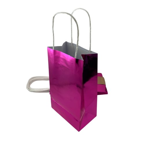 Metallic pink paper party bags