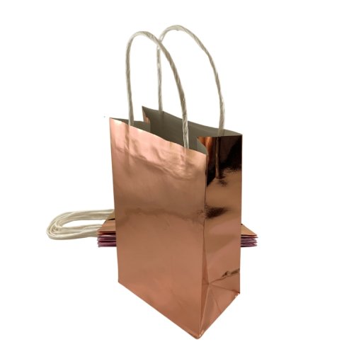 Metallic rose gold paper party bags