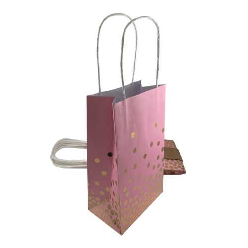 Pink and gold dot paper party bags