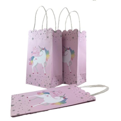 Unicorn print pink party bags