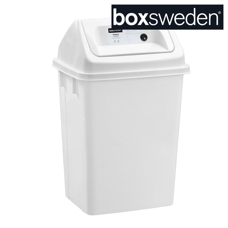 White 20L swing lid waste bin for indoor use