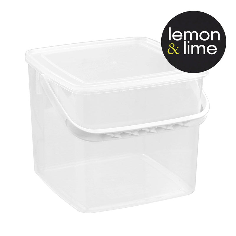 Handled 7L storage box with green clips