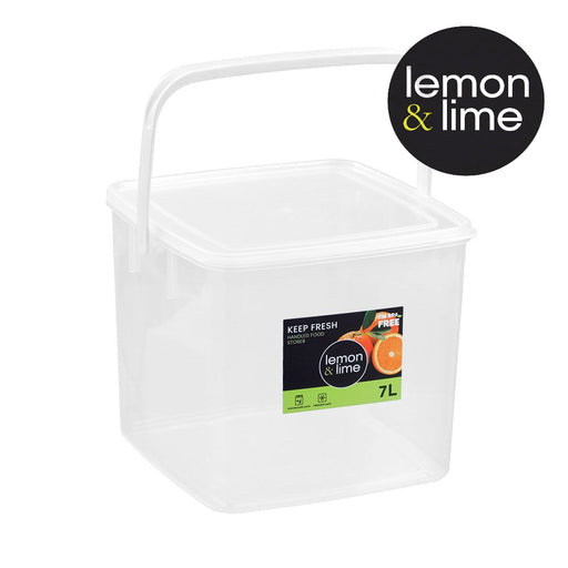 7L clear storage container with handle and green details