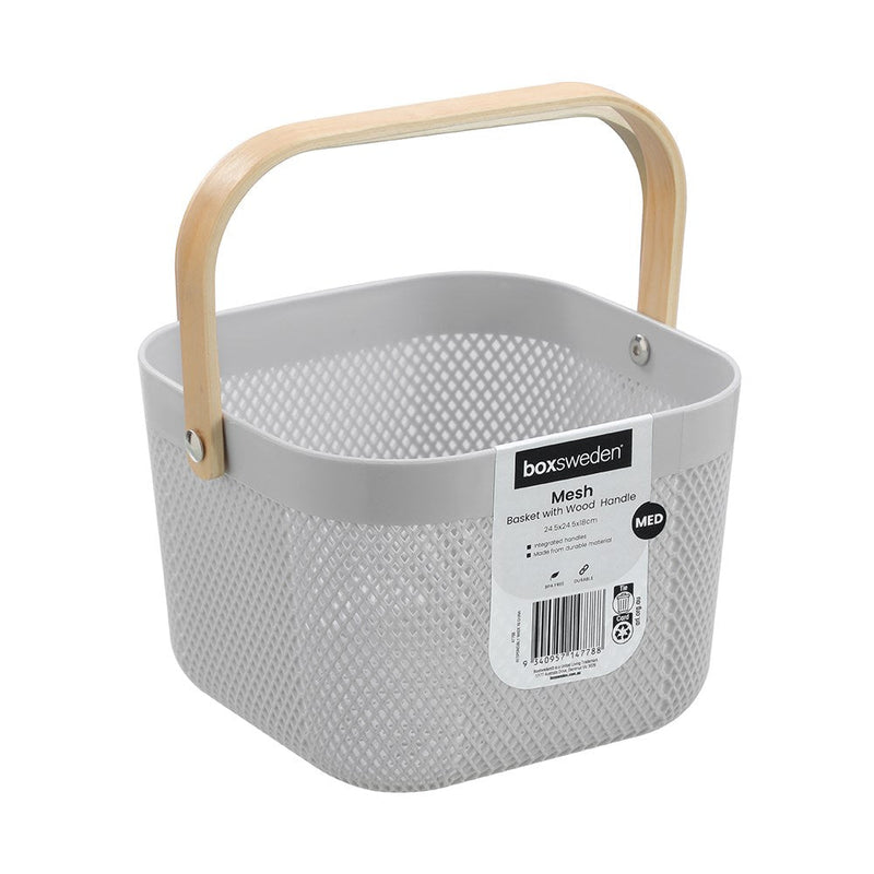 Mesh Plastic Basket Wood Handle 8.5L 24.5X24.5X18Cm image 2