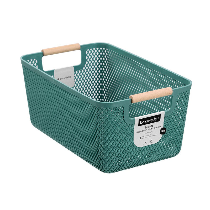 Mesh Plastic Basket Wood Handle 10L 35X22X16Cm 3 Asstd image 10