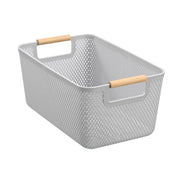 Mesh Plastic Basket Wood Handle 10L 35X22X16Cm 3 Asstd image 2 – thumbnail
