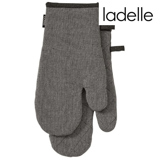 Pair of charcoal grey oven mitts made from recycled material