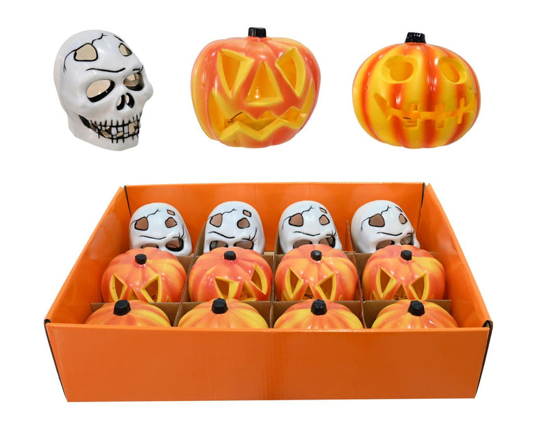 Led Flashing Skull & Pumpkin Lights Battery Operated Asst